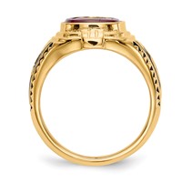 IB Goodman 14K Yellow Gold Mens Polished and Textured Black Enamel Lab Created Ruby Masonic Ring view 2