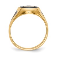 IB Goodman 14K Yellow Gold Mens Polished and Textured Ring with Black Enamel and Oval Onyx Masonic view 2