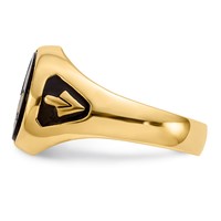 IB Goodman 14K Yellow Gold Mens Polished and Textured Ring with Black Enamel and Oval Onyx Masonic view 3