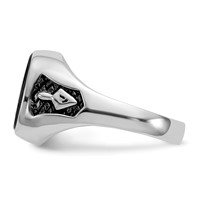 IB Goodman 14K White Gold Mens Polished and Textured Ring with Black Enamel and Onyx Masonic view 3