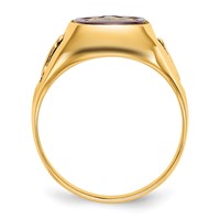 IB Goodman 14K Yellow Gold Mens Polished and Textured Ring with Black Enamel and Lab Created Ruby Masonic view 2
