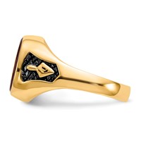 IB Goodman 14K Yellow Gold Mens Polished and Textured Ring with Black Enamel and Lab Created Ruby Masonic view 3