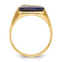 IB Goodman 14K Yellow Gold Mens Polished and Textured Black Enameled Imitation Blue Spinel and VS Quality Diamond Masonic Ring view 2