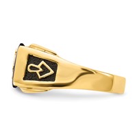 IB Goodman 14K Yellow Gold Mens Polished and Textured Black Enameled Imitation Blue Spinel and VS Quality Diamond Masonic Ring view 3