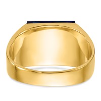 IB Goodman 14K Yellow Gold Mens Polished and Textured Black Enameled Imitation Blue Spinel and VS Quality Diamond Masonic Ring view 5