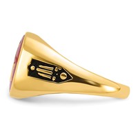IB Goodman 14K Yellow Gold Mens Polished and Textured Ring with Black Enamel and Lab Created Ruby Masonic view 3