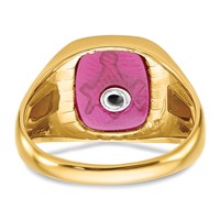 IB Goodman 14K Yellow Gold Mens Polished and Textured Ring with Black Enamel and Lab Created Ruby Masonic view 5