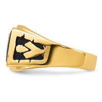 IB Goodman 14K Yellow Gold Mens Polished and Textured Ring with Black Enamel and Imitation Blue Spinel Masonic view 3