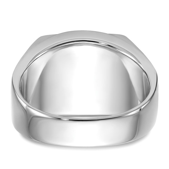 IB Goodman 14k White Gold Mens Polished and Textured with Black Enamel and Onyx Masonic Ring