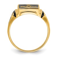 IB Goodman 14K Yellow Gold Mens Polished and Textured Ring with Black Enamel Masonic view 2