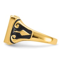 IB Goodman 14K Yellow Gold Mens Polished and Textured Ring with Black Enamel Masonic view 3