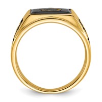 IB Goodman 14K Yellow Gold Mens Polished and Textured Ring with Black Enamel and Onyx Masonic view 2