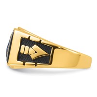IB Goodman 14K Yellow Gold Mens Polished and Textured Ring with Black Enamel and Onyx Masonic view 3