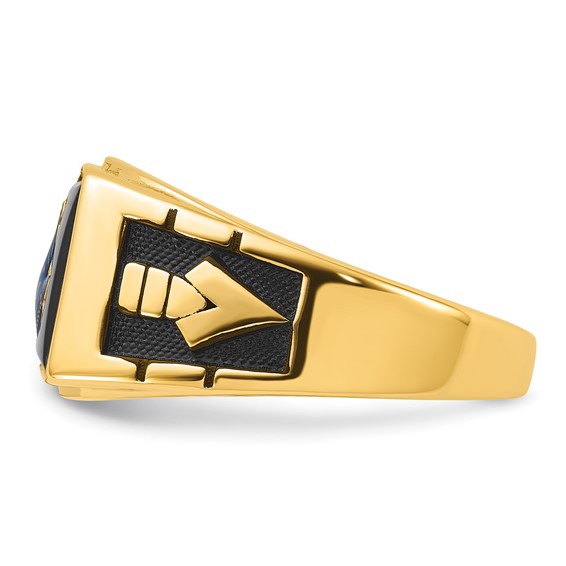IB Goodman 14k Mens Polished and Textured with Black Enamel and Onyx Masonic Ring