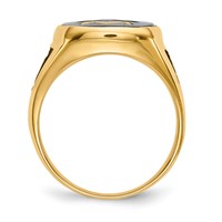 IB Goodman 14K Yellow Gold Mens Polished and Textured Ring with Black Enamel and Onyx Masonic view 2