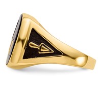 IB Goodman 14K Yellow Gold Mens Polished and Textured Ring with Black Enamel and Onyx Masonic view 3