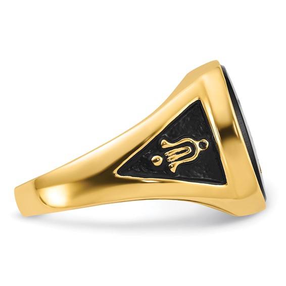 IB Goodman 14k Mens Polished and Textured with Black Enamel and Onyx Masonic Ring