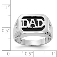 IB Goodman 14K White Gold Rectangle Onyx and a Diamond Mens Dad Ring view 5
