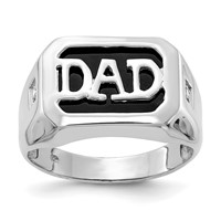 IB Goodman 14K White Gold Rectangle Onyx and a Diamond Mens Dad Ring view 1