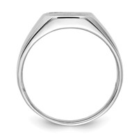 14K White Gold.02ct AA Diamond 10.0x 9.0mm Octagon Open Back Signet Ring view 2