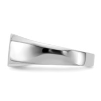 14K White Gold.02ct AA Diamond 10.0x 9.0mm Octagon Open Back Signet Ring view 3