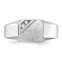 14K White Gold.02ct AA Diamond 10.0x 9.0mm Octagon Open Back Signet Ring view 4