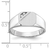 14K White Gold.02ct AA Diamond 10.0x 9.0mm Octagon Open Back Signet Ring view 5