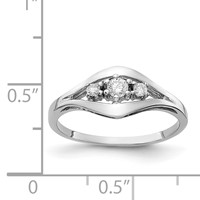 14K White Gold Polished 3-Stone 0.12 Carat AA Diamond Ring view 3
