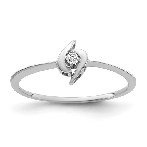 14K White Gold Polished AA Diamond Ring