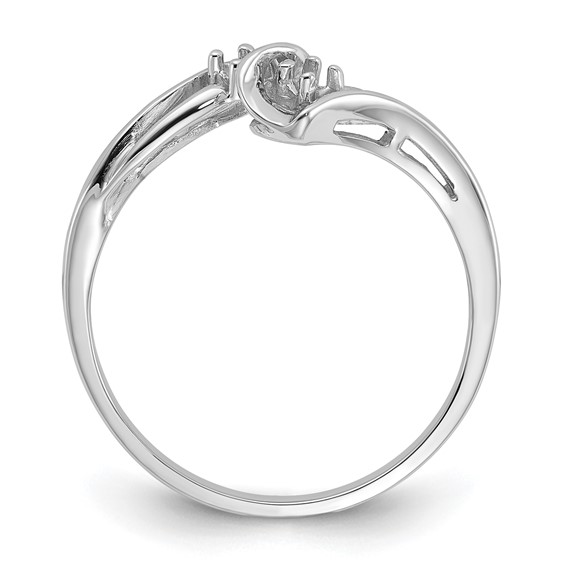 14k White Gold .05ct. Diamond 2-Stone Bypass Ring Mounting
