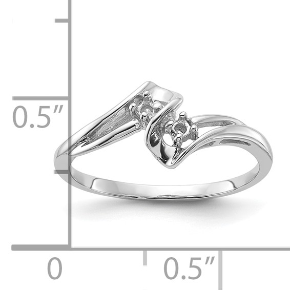 14k White Gold .05ct. Diamond 2-Stone Bypass Ring Mounting