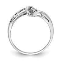 14K White Gold 2-Stone 1/20 Carat VS Diamond Bypass Ring view 2