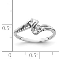 14K White Gold 2-Stone 1/20 Carat VS Diamond Bypass Ring view 3