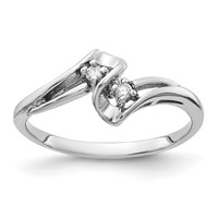 14K White Gold 2-Stone 1/20 Carat VS Diamond Bypass Ring view 1