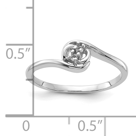 14k White Gold Polished 2-Stone Diamond Ring Mounting