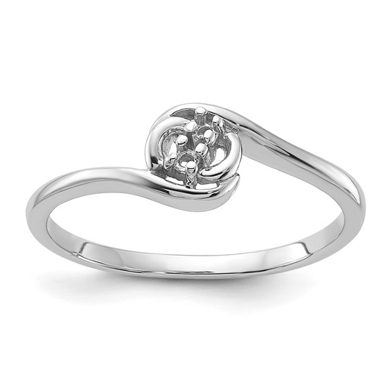 14k White Gold Polished 2-Stone Diamond Ring Mounting