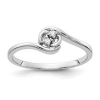 14K White Gold Polished 2-Stone AA Diamond Bypass Ring view 1