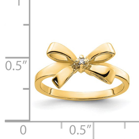 14k Polished AA Diamond Bow Ring