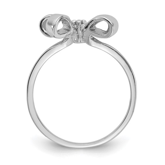 14k White Gold Polished .02ct. Diamond Bow Ring Mounting