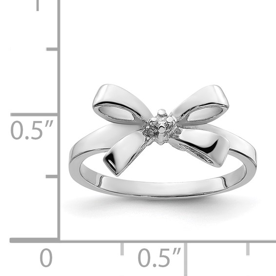 14k White Gold Polished .02ct. Diamond Bow Ring Mounting