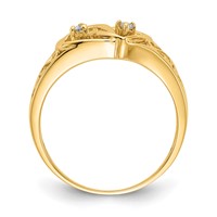 14K Polished 1 20 Carat Aaa Diamond Two Hearts Ring view 2