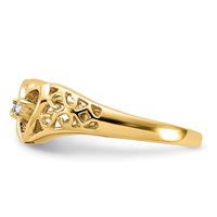 14K Polished 1 20 Carat Aaa Diamond Two Hearts Ring view 3
