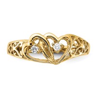 14K Polished 1 20 Carat Aaa Diamond Two Hearts Ring view 5