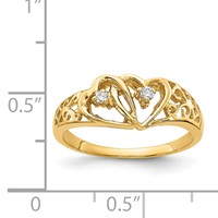 14K Polished 1 20 Carat Aaa Diamond Two Hearts Ring view 4