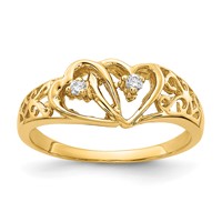 14K Polished 1 20 Carat Aaa Diamond Two Hearts Ring view 1