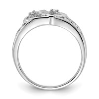 14K White Gold Polished 0.05 Carat AA Diamond Two Hearts Ring view 2