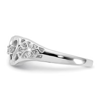 14K White Gold Polished 0.05 Carat AA Diamond Two Hearts Ring view 4