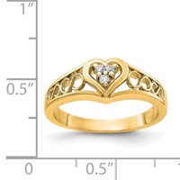 14K Yellow Gold Polished 1/20 Carat VS Diamond Heart Ring view 2