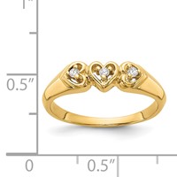 14K Yellow Gold 1/20 Carat Aaa Diamond Triple Heart Ring view 3