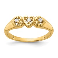 14K Yellow Gold 1/20 Carat Aaa Diamond Triple Heart Ring view 1